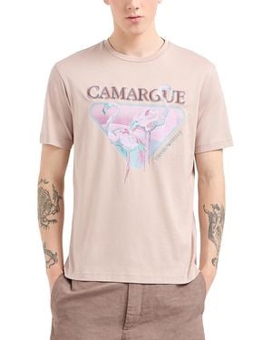 Emporio Armani Embroidered Flamingo Tee - Pink