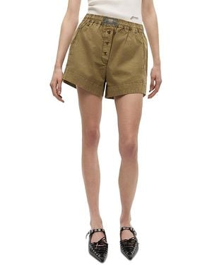 Ganni Washed Cotton Shorts - Green
