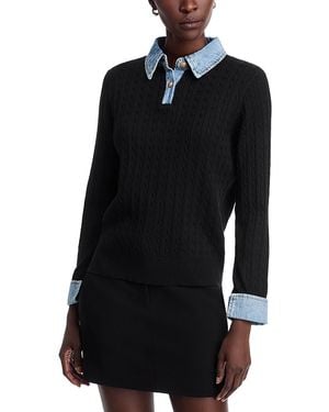 Sioni Denim Collared Sweater - Black