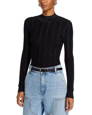 Steve Madden Pamela Metallic Cable Knit Sweater - Blue