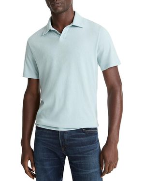 Vince Short Sleeve Loose Knit Polo Shirt - Blue