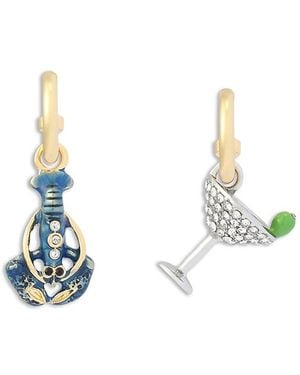 Kurt Geiger Lobster & Martini Mismatch Charm Hoop Earrings - Metallic
