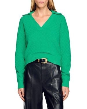 Sandro Numae Collared Sweater - Green