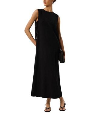 Whistles Fringe Back Midi Dress - Black