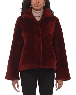 Gorski Reversible Merino Shearling Lamb Chevron Jacket With Horizontal Bottom - Red