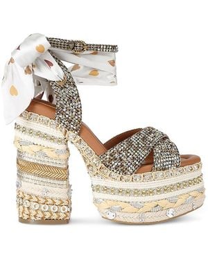 Kurt Geiger Chelsea Scarf Platform Sandals - White