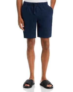 Solid Linen Drawcord Shorts - Blue