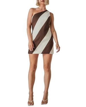 Nasty Gal Stripe One Shoulder Tailored Mini Dress - Brown