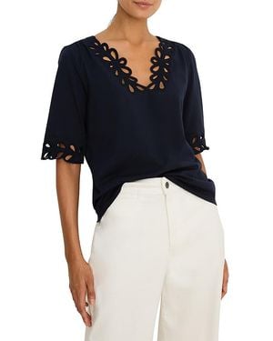 NIC+ZOE Rococo Edge Blouse - Blue