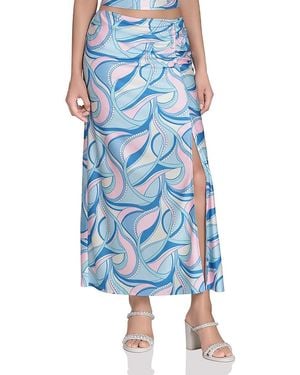 Avec Les Filles Front Slit Ruched Skirt - Blue