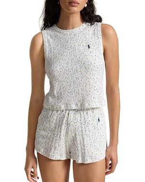 Polo Ralph Lauren Gathered Waist Boxer Pajama Set - Gray