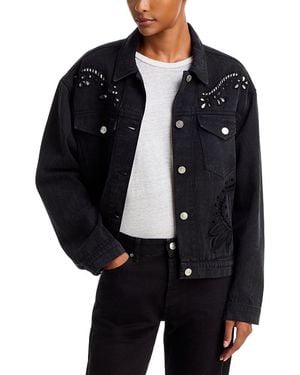 Isabel Marant Tayan Eyelet Cotton Denim Jacket - Black