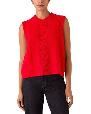 Whistles Cable Knit Sleeveless Sweater - Red