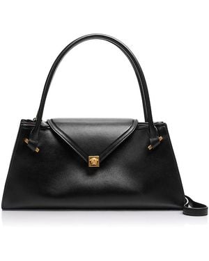 Versace Medium Leather Top Handle Bag - Black