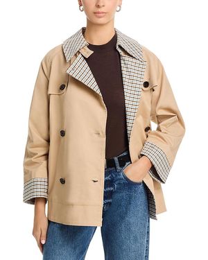 Rails Lucien Plaid Trim Double Breasted Jacket - Natural