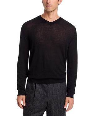 FRAME Fine Gauge Wool Cashmere V-Neck Sweater - Black
