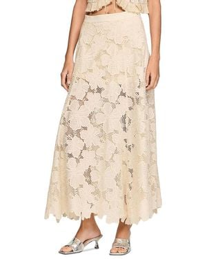 Sandro Maya Long Guipure Lace Skirt - Natural
