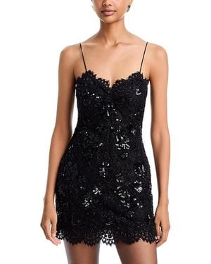 LoveShackFancy Jetta Embellished Lace Mini Dress - Black