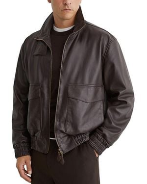 Reiss Trinity Oversized Leather Jacket - Black