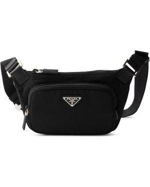 Prada Re-Nylon And Saffiano Leather Shoulder Bag - Black