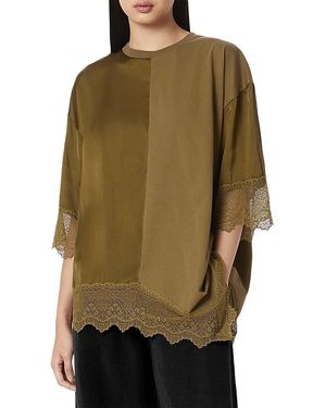 AllSaints Lenny Lace Trim Tee - Green
