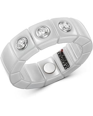 ’ROBERTO DEMEGLIO 18K & Ceramic Scacco Stretch Ring With Diamonds - White