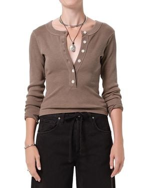 Citizens of Humanity Varra Henley Tee - Brown