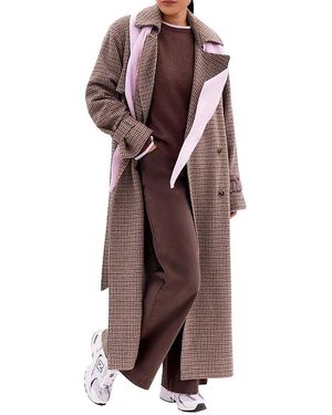 Ro & Zo Check Trench Belted Coat - Brown
