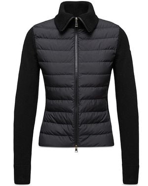 Moncler Down Mixed Media Cardigan - Black