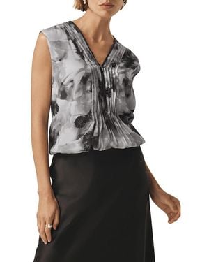 Mint Velvet Floral Print Sleeveless Top - Black