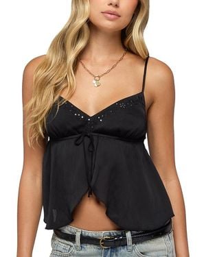 Edikted Liby Spilt Front Babydoll Top - Black