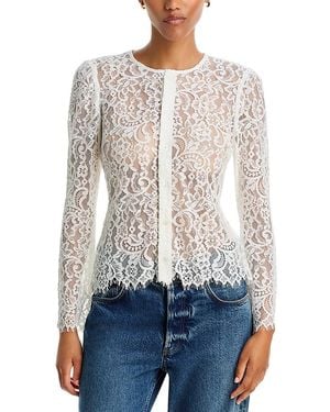 CISSA Verona Long Sleeve Slim Fit Lace Blouse - White