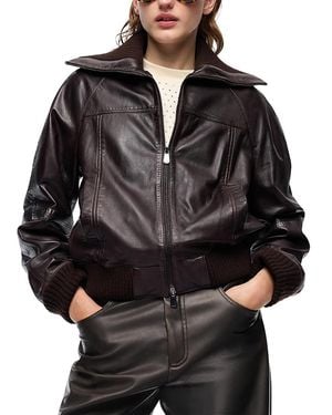 Pinko Bluma Leather Bomber Jacket - Black