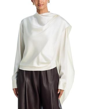 A.L.C. A. L.C. Nadine Silk Blend Draped Blouse - White