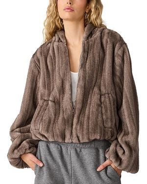 Steve Madden Mavis Zip Front Hooded Jacket - Brown