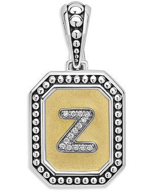Lagos Signature Caviar Sterling & 18K Octagon Diamond A Initial Charm, 0.05 Tcw - Metallic