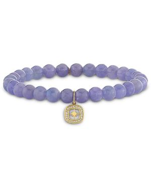 Sydney Evan 14K Celestial Diamond Starburst & Amethyst Bead Charm Bracelet - Blue
