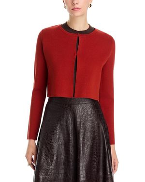 Tahari The Kailany Crewneck Cardigan Sweater - Red