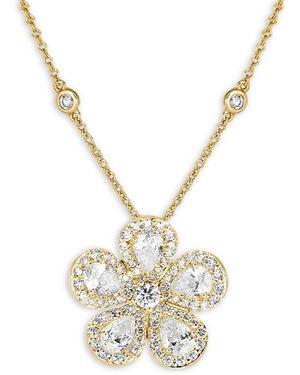 Piranesi 18K Classic Flower Diamond Pear & Round Pendant Necklace, 16-17 - Metallic