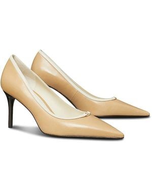 Tory Burch Double T Leather Pumps - Natural