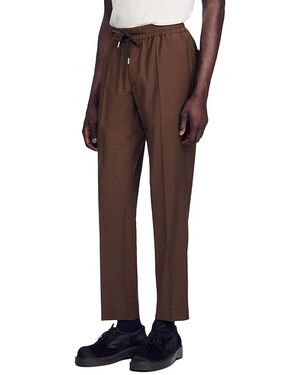 Sandro New Alpha Classic Fit Wool Blend Drawstring Pants - Brown