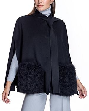 Maximilian Wool Blend Cape - Blue