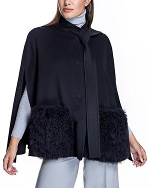 Maximilian Wool Blend Cape - Blue