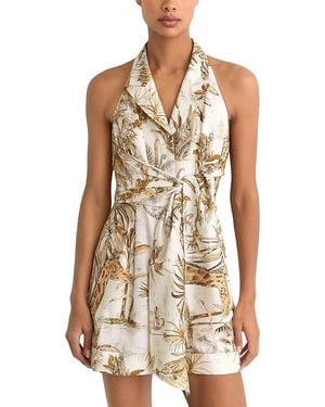 Reiss Estelle Palm Print Romper - Natural