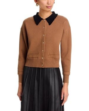 Sioni Contrast Collar Cardigan Sweater - Black