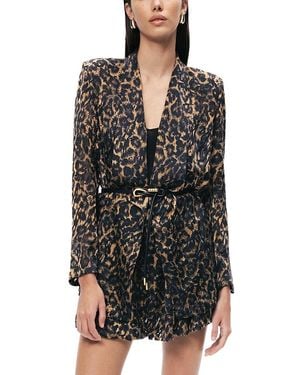 Nocturne Printed Leopard Belted Jacket - Black