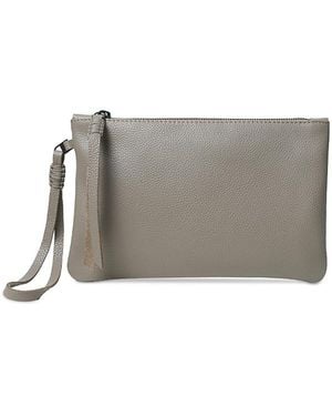 Callista Slim Grained Leather Pochette - Gray