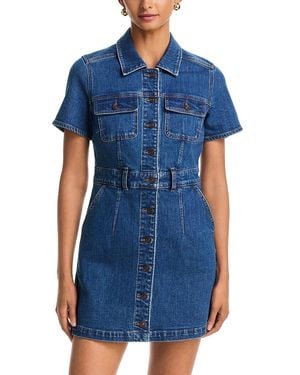 PAIGE Jenny Denim Button Front Mini Dress - Blue