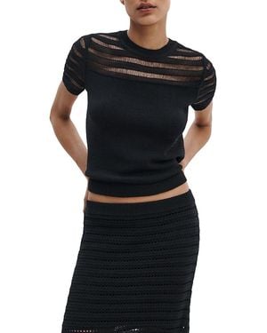 Rag & Bone Britt Openwork Crewneck Sweater - Black