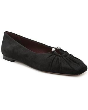 Vince Dany Velvet Ruched Ballet Flats - Black